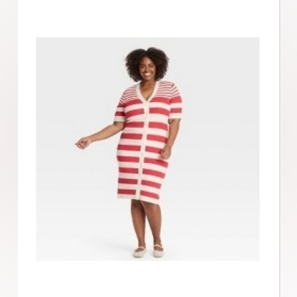 Red and White Striped Dress AVA & VIV 4x